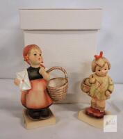 M.I. Hummel Goebel Figurines: "Letter to Santa" #197/0 & "Little Shopper" #240, Germany, Box