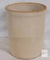 Antique 9.25" Stoneware Crock, Beige, Crackle Glaze, ~2 Gallon, Food Storage Fermentation Jar