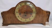 Vintage Lolas German Mantel Clock, FHS Hermle 7916, Westminster Chime, Wood Case, w/ Key With Key , Chimes Every 15 Minutes , Pendulum Swings . Would benefit from cleaning / service