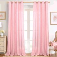 New YoungsTex Pink Linen Curtains 90 Inches Long for Living Room Bedroom Grommet Top Light Filtering Privacy Linen Textured Window Semi Sheer Drapes, 2 Panels, 52x90 Inch