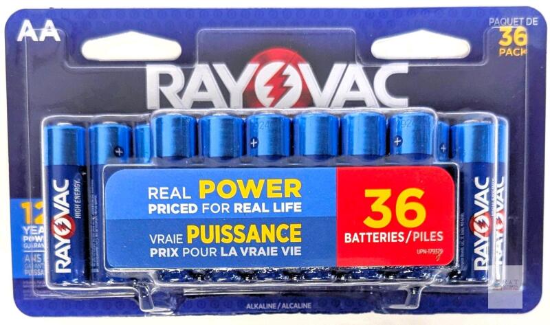 New 36-Pack RAYOVAC High Energy AA Alkaline Batteries 1.5V, 12 Year Shelf Life, 815-36 GEN