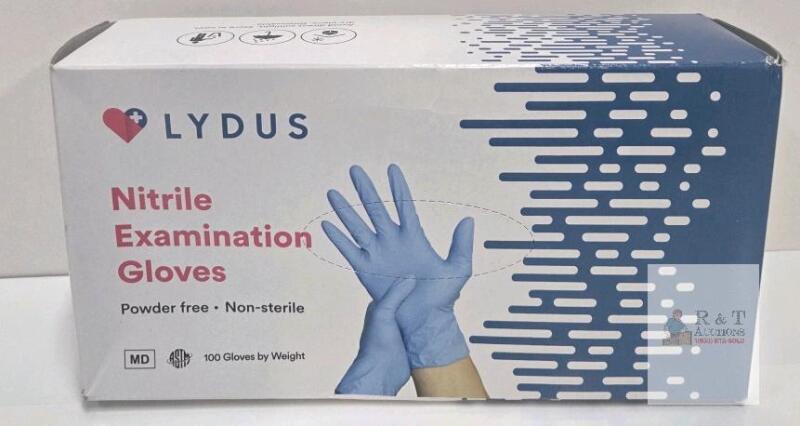 Lydus Nitrile Examination Gloves Large, Powder-Free, Non-Sterile, Box of 100, ASTM D6319, Malaysia