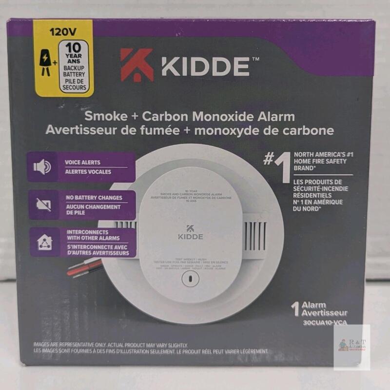 NEW Kidde 30CUA10-VCA Smoke & Carbon Monoxide Alarm, 120V Hardwired, 10-Year Battery, Voice Alerts
