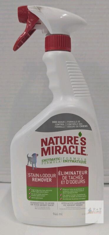 Nature&rsquo;s Miracle 17-31050 Enzymatic Dog Stain & Odor Remover Spray, 32 oz, Citrus Scent, 946mL