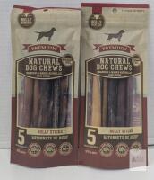 BB 01/28 Bully Bunches Premium 6" Natural Beef Bully Sticks, Odour Free, 5-Pack, High Protein, Brazil
