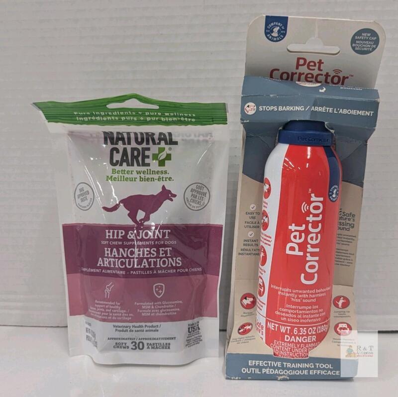 Natural Care Hip & Joint Soft Chews 30ct, Pet Corrector 6.35oz, Dog Supplement & Training Spray