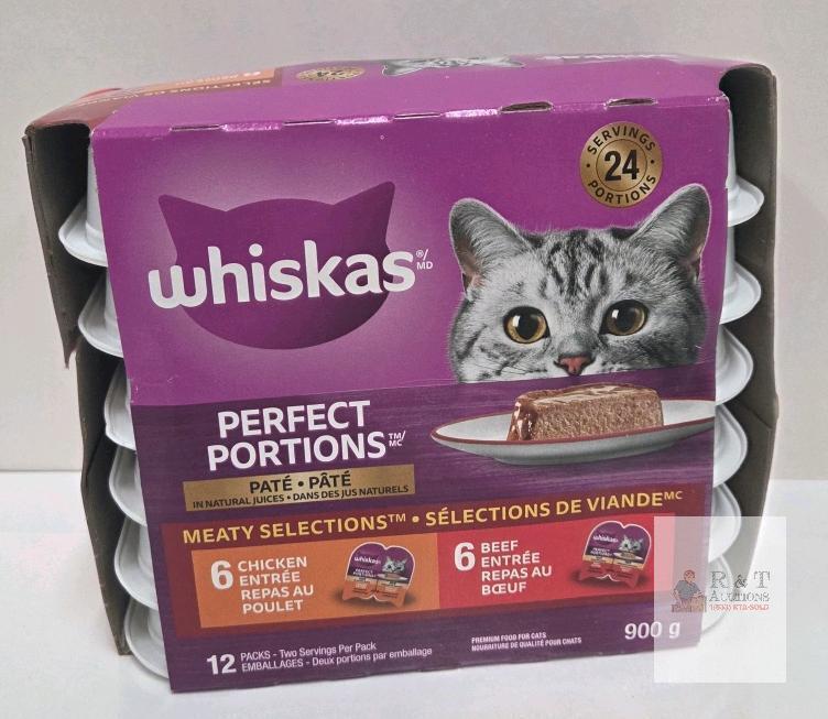Whiskas Perfect Portions P&acirc;t&eacute; Meaty Selections Cat Food, 24 Packs, Chicken & Beef, 900g, Exp 2027