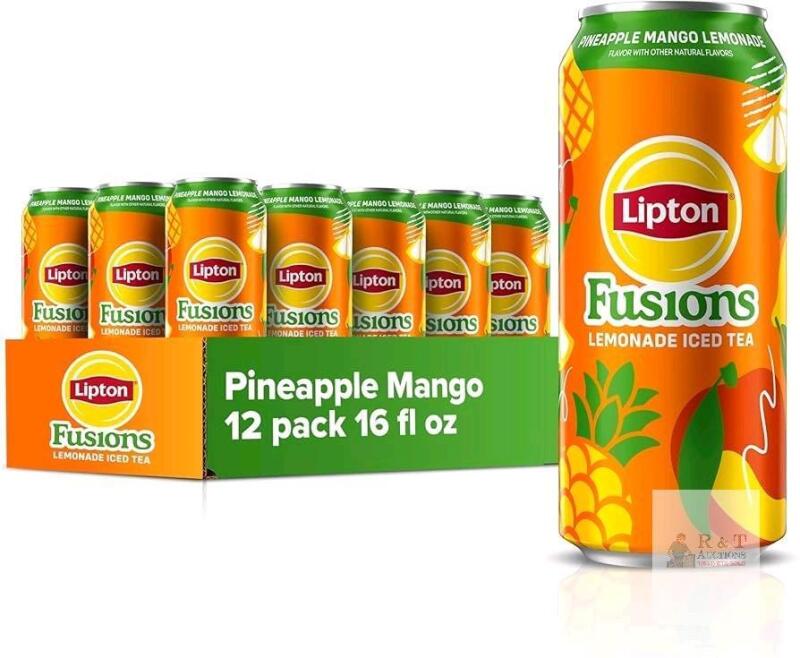 [bb 04/27/2026] New Case of 12 LIPTON FUSIONS Pineapple Mango Lemonade, 16oz ea