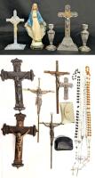 Vintage Crucifixes, Rosaries & Italian Unbreakable Statue of the Virgin Mary