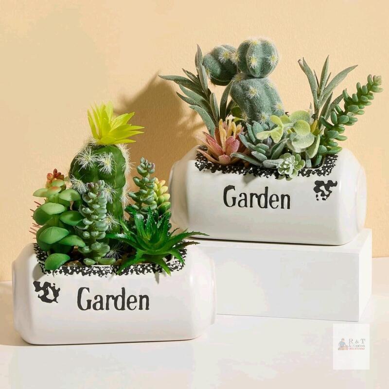 New Amore Florals 2 PCS Artificial Succulents Plants with Creative Can Shaped Pots-Realistic Fake Succulents Plant,Faux Succulents Potted Plants for Bathroom Bedroom Home Room Desk Decor