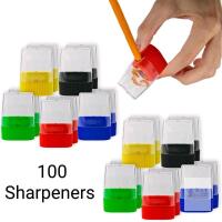 New 100-Pack Dome-Top Pencil Sharpeners for School, Kids, Teachers - Use for Colored Pencils, 2 Pencils, Crafts, Art Classrooms, Camp