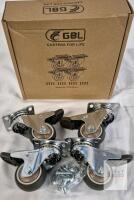 NEW GBL TPR-50mm Swivel Caster Wheels with Dual Locking Brake, Set of 4, 2" (50mm), 110 lbs Each