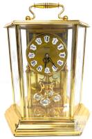 Vintage German Heirloom Quartz Anniversary Clock, Etched Roses on Side Panels, 10" Tall At Handle, Working