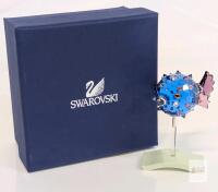 Signed SWAROVSKI Crystal Figure 626203 , Cleona Capri Blue Puffer Tropical Fish With Original Box, Gift Wrapping, Stand & 3 Rods in Different Lengths, No Chips or Cracks