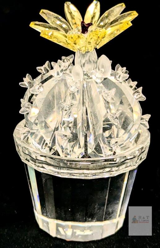 Signed SWAROVSKI Flowering Cactus 291549 , 2.6" , Chip on Flower Petal, Missing 1 Spikes
