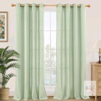 New YoungsTex Sage Green Linen Curtains 90 Inches Long 2 Panels Grommet Elegant Natural Linen Textured Light Filtering Curtains Privacy Window Drapes for Living Room Bedroom, 52 x 90 Inches