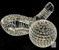 Signed WATERFORD Cut Crystal Golf Club Putter Head & Golf Ball Paperweights, 2.8", No Chips or Cracks