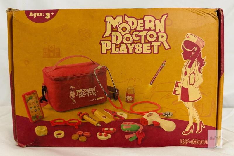 new Modern Doctor Playset DP-M001, Kids Medical Kit, 13pcs, Carry Case, Ages 3+, Shenzhen Manufacture