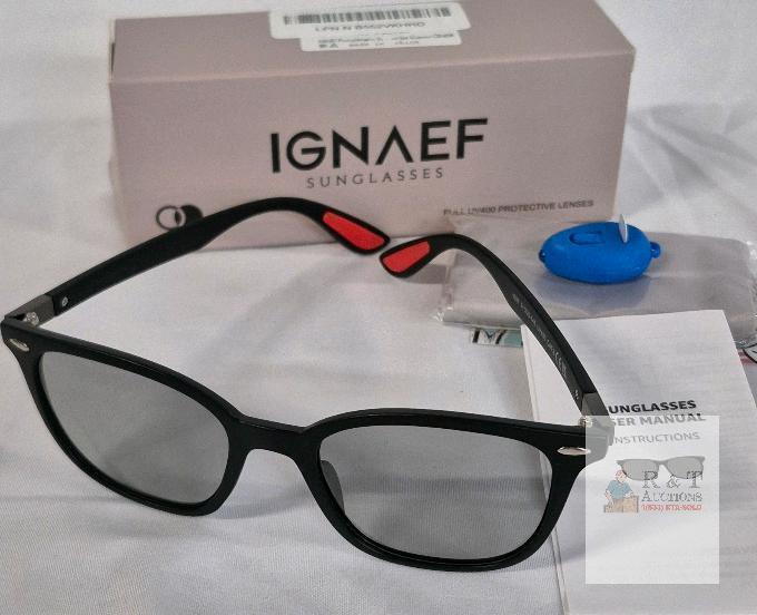 NEW IGNAEF CIF4297 Photochromic Sunglasses Black TR90 Frame UV400 Grey Lenses with Accessories