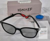 NEW IGNAEF CIF4297 Photochromic Sunglasses Black TR90 Frame UV400 Grey Lenses with Accessories