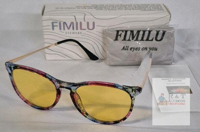 NEW FIMILU Night Driving Glasses for Women 8859-1, Yellow Lens, Anti-Glare, Floral Frame, X004C2867R