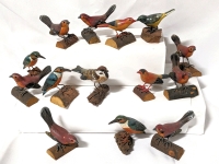 14 Small Vintage Wooden Birds