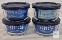NEW Anchor Hocking SnugFit Glass Storage Containers, 1 Cup, Set of 4, Made in USA, Model 85905