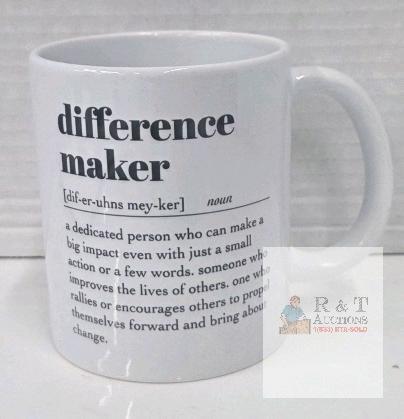 new Ceramic Coffee Mug, "Difference Maker" Definition Print, 11 oz, White, Inspirational Gift