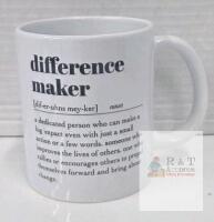 new Ceramic Coffee Mug, "Difference Maker" Definition Print, 11 oz, White, Inspirational Gift