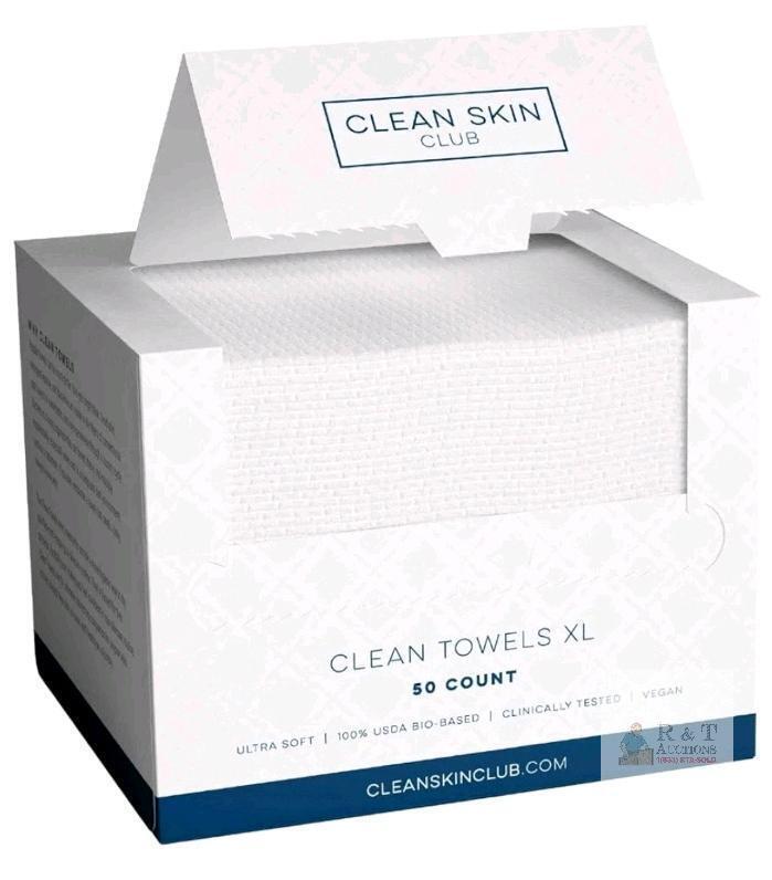 NEW Clean Skin Club Clean Towels XL, 50 Count, Biodegradable Facial Towels, Ultra Soft, Vegan, Shabih USA