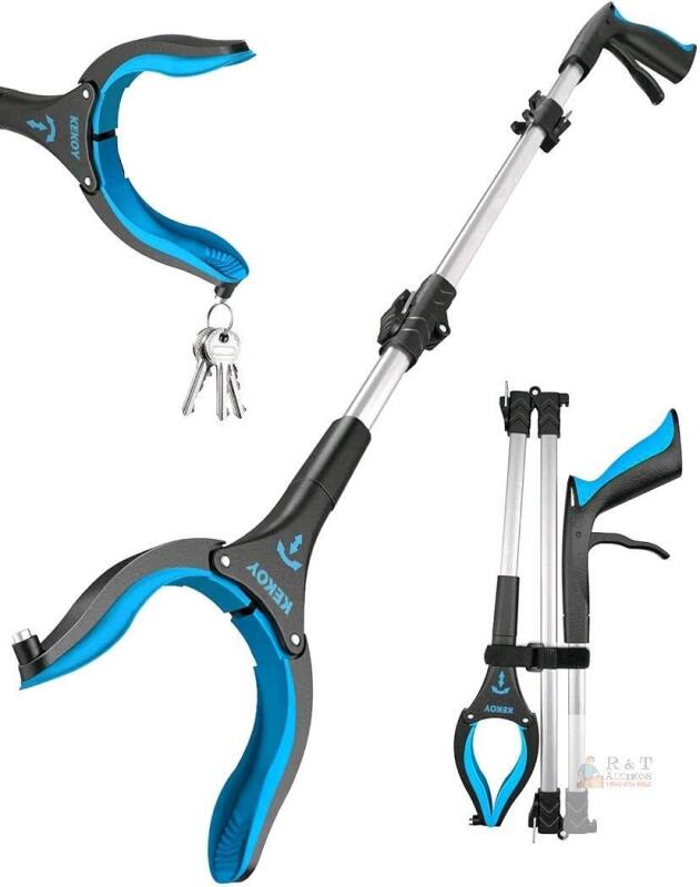 New Kekoy 40-Inch Grabber Reacher Tool for Seniors, Foldable Reacher Grabbers Pickup Stick with Anti-Slip 360&deg; Rotating Jaw, 4" Wide Extended Claw with Magnet for Disabled, After Surgery Recovery