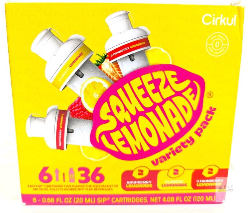 [bb 2027] New 6-Pack Cirkul SQUEEZE LEMONS Variety Pack with B vitamins, 6-Pack (2 Classic, 2 Strawberry, 2 Raspberry)