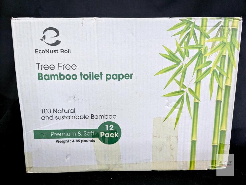 New 12-Pack EcoNust 100% Organic Bamboo 3-Ply Toilet Paper, 300 Sheets Per Roll