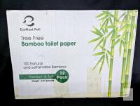 New 12-Pack EcoNust 100% Organic Bamboo 3-Ply Toilet Paper, 300 Sheets Per Roll