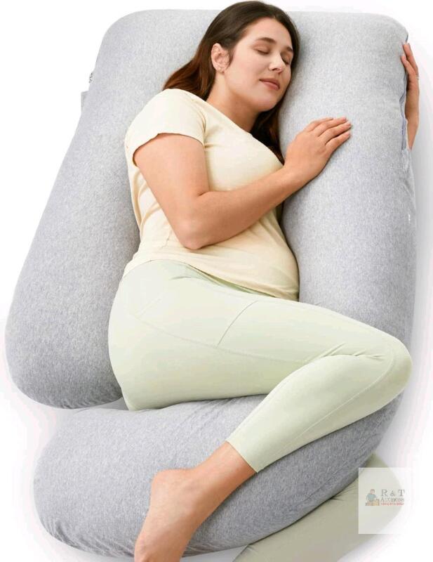New Momcozy Pregnancy Pillows for Sleeping, U Shaped Full Body Maternity Pillow with Removable Cover - Support for Back, Legs, Belly, HIPS for Pregnant Women, 57 Inch Pregnancy Pillow for Women, Grey