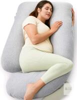 New Momcozy Pregnancy Pillows for Sleeping, U Shaped Full Body Maternity Pillow with Removable Cover - Support for Back, Legs, Belly, HIPS for Pregnant Women, 57 Inch Pregnancy Pillow for Women, Grey