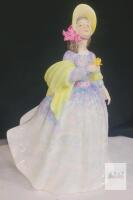 Royal Doulton " Clare " Figurine . Measures 7 &frac34;" tall . No chips or cracks