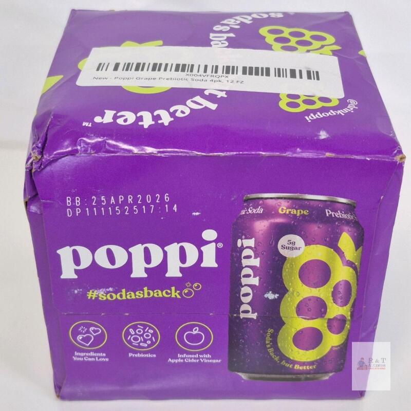BB APR 25/26 Poppi Grape Prebiotic Soda 4pk 12 fl oz Cans, 5g Sugar, Apple Cider Vinegar, DP111152517:14