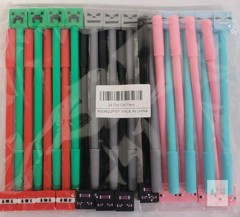 NEW 24 Piece Minecraft-Inspired Gel Pen Set, 0.5mm Tip, Multicolor, Sealed,
