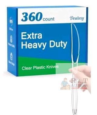 NEW Dealusy 360 Extra Heavy Duty Clear Plastic Knives 7.7" Box, Polystyrene #6, Model Knife01