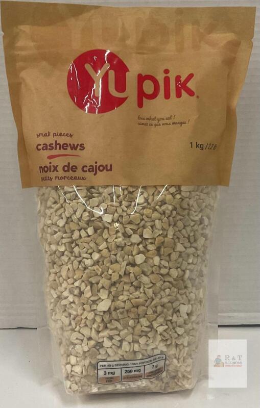 NEW Yupik Chopped Cashews 2.2 lb (1 kg) Resealable Bag, Kosher, 7g Protein, Lot 25036