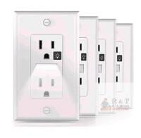 4-Pack Wall Outlet Night Light, White, 120V 15A, FCC RoHS, LED, NEMA 5-15R, X002QX3D6X
