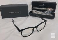 CONSTANTINELLI Nelson 08 Reading Glasses +2.25, Black Frame 49-21-143 with Hard Case & Pen