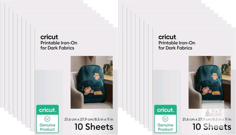 2 New Packs CRICUT Printable Iron-On For Dark Fabrics, 10 Sheets Per Pack. 8.5" &times; 11"