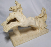 A Santini Roman Soldier & Horse Chariot Resin Sculpture Statue