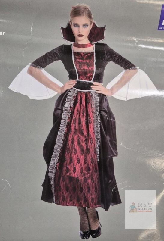 NEW Alterego Vampiress Adult Costume S/M &ndash; Black/Red Dress, Collar, Belt, Exclusive