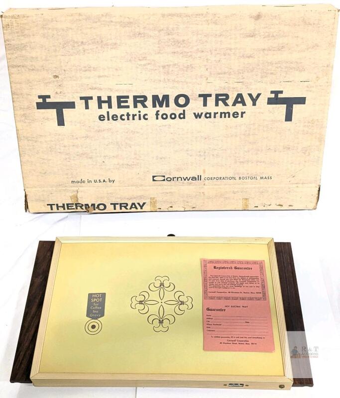 Vintage Cornwall Thermo Tray Food Warmer, Missing Cord, With Original Box, In As-New Cosmetic Condition, Untested