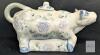Hand-Painted Cow-Shaped Ceramic Creamer Jug, Made in China, 6" Length with Lid, Floral Design No large chips or cracks, some rough spots can be felt - 3