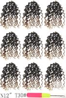 NEW 12&rdquo; T30# Pre-Looped Water Wave Crochet Braiding Hair Extensions, 8 Packs with Crochet Needle