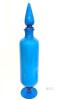 MCM Empoli Cobalt Blue Glass Genie Bottle/Decanter, 21.5in Tall, Italy, Pedestal Base, 1960s